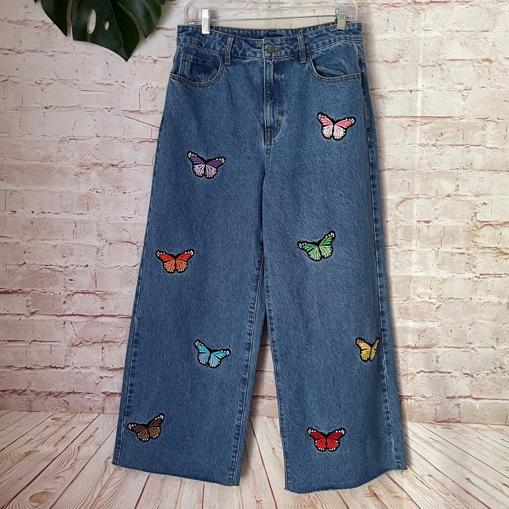 SHEIN Butterfly Mom Jeans Wide Leg Large L